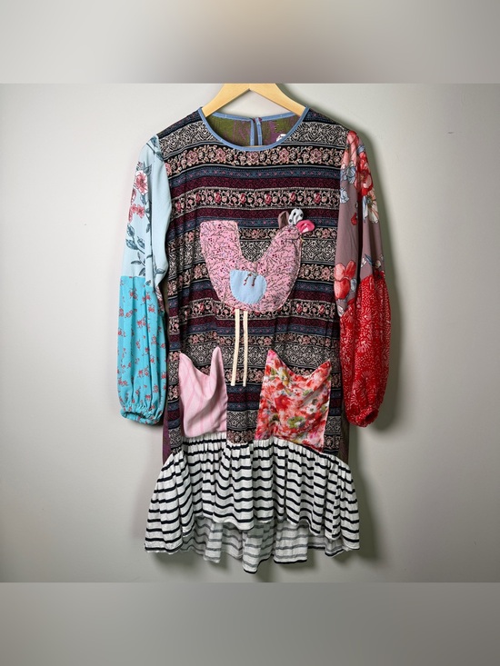 Amo Makaria Dresses & Skirts - Amo Makaria Patchwork Dress Quirky Artsy Wearable Art M